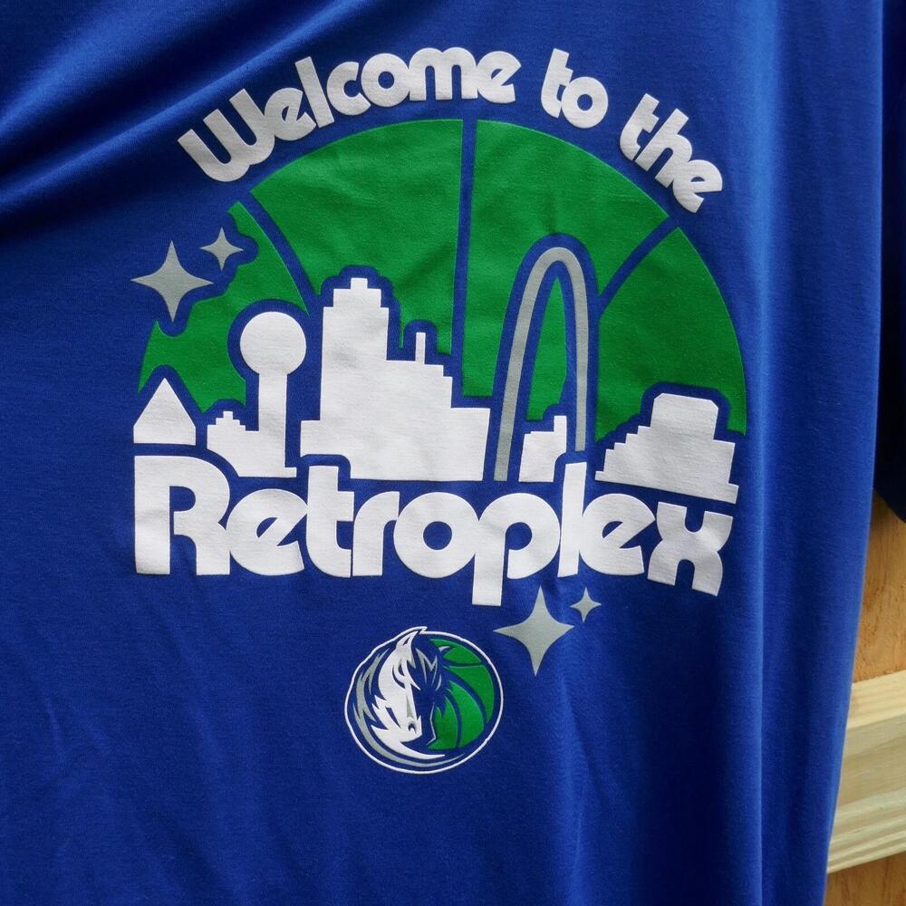 Dallas Mavericks Retroplex Blue Short Sleeve T-Shirt Mens  Mavs Trail Blazers
